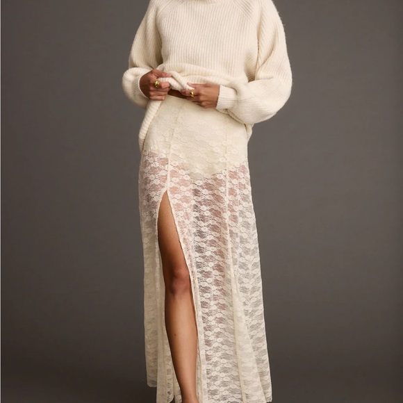 12th Tribe Dresses & Skirts - 12th tribe odessa Cream Lace Maxi Skirt medium